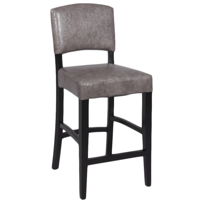 Grey Leather 30 inch Stationary Solid Birch Bar Stool