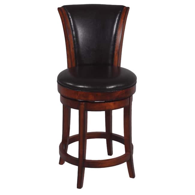 Somette Wenge Brown 26-inch Solid Birch Bonded Leather Swivel Counter Stool