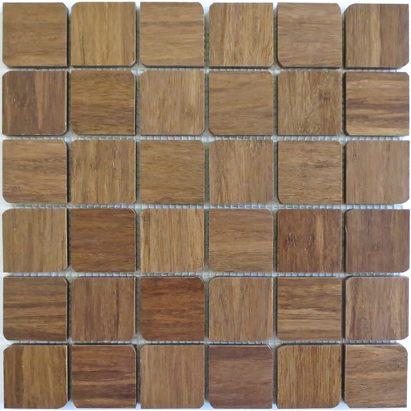 Harvest Bamboo French Roast Mosaics Petal Wooden Tiles (1 7/8 inch x 1 7/8 inch bamboo wood tiles; 6 rows of 6 tiles totaling one (1) square foot of mesh mounted wooden tile per sheetQuantity Eleven (11) sheets per box, thirty six (36) tiles per sheetBra