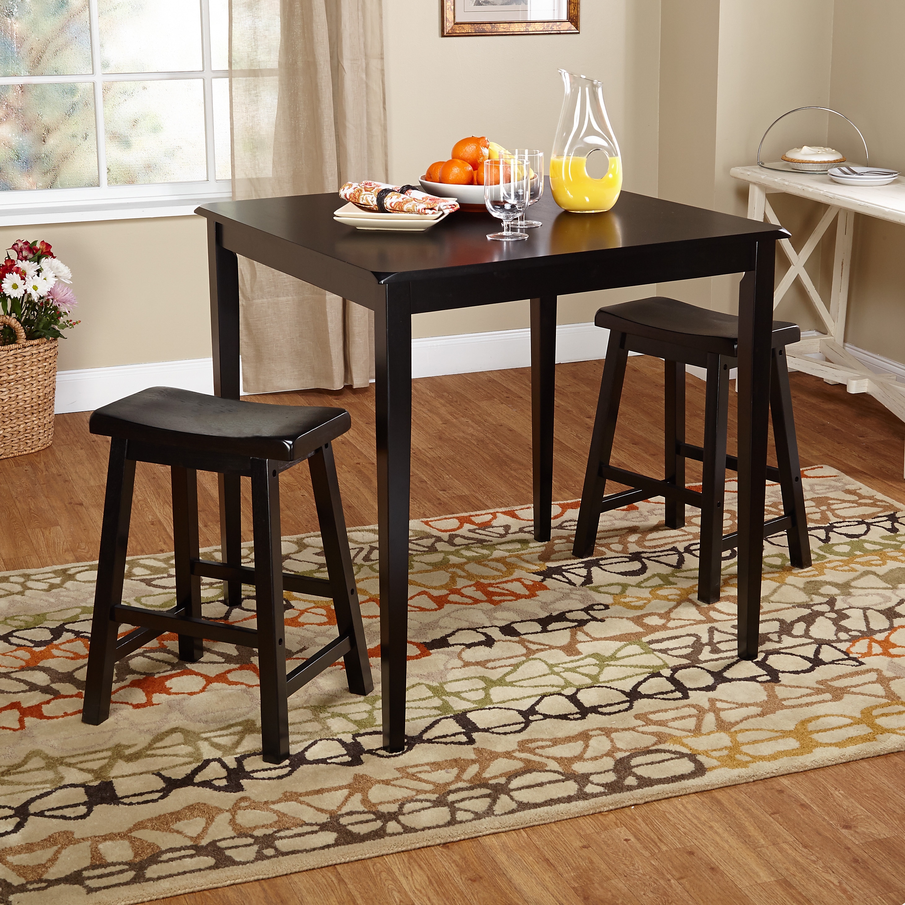 Tms Belfast Black 3 piece Saddle Dining Set Black Size 3 Piece Sets