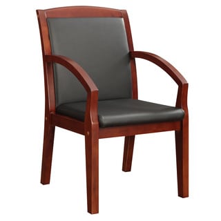 Office Star Black Fabric with Cherry Wood Guest Chair - 12134252 ...