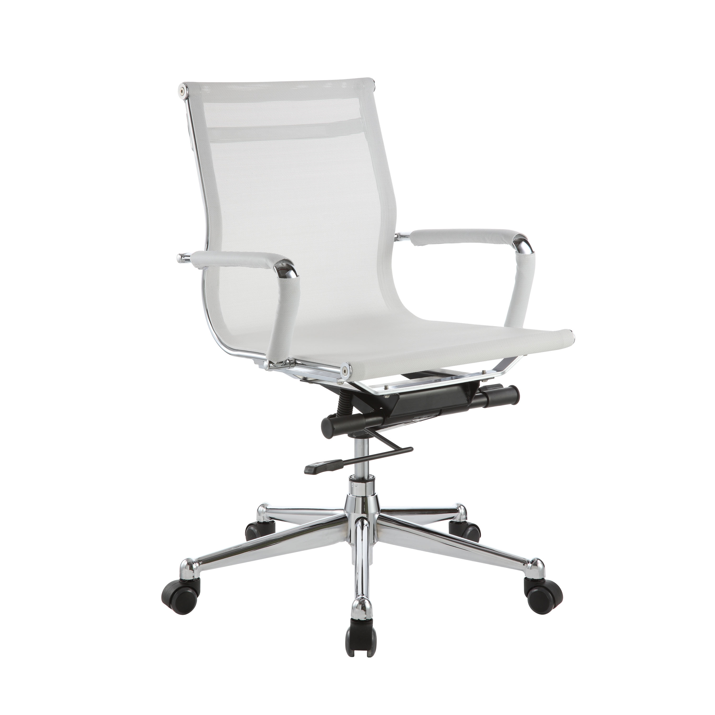 Pantera White Nylon And Chrome Low Back Desk Chair