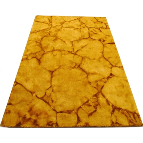 Handmade Dip Dyed Gold Wool Area Rug (5' x 8') - 5' x 8'