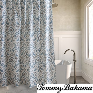 Tommy Bahama Cape Verde Smoke Cotton Shower Curtain Tommy Bahama Shower Curtains