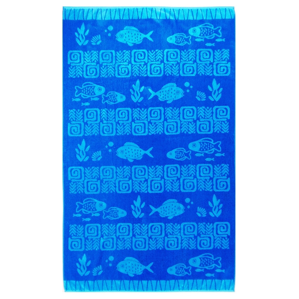 Celebration Velour Blue Fish Beach Towel (set Of 2) (Blue and teal multicolorMaterials Cotton Care instructions Machine washable Dimensions 40 inches wide x 70 inches longThe digital images we display have the most accurate color possible. However, due