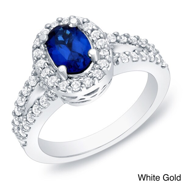 Auriya 14k Gold 3/5ct TDW Sapphire and Diamond Engagement Ring (H I