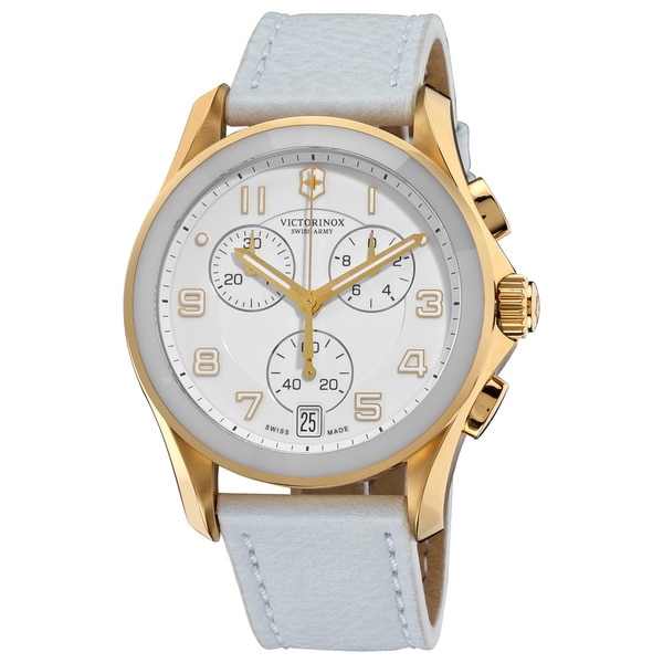 Swiss Army Mens 241511 Chrono Classic White Dial White Leather