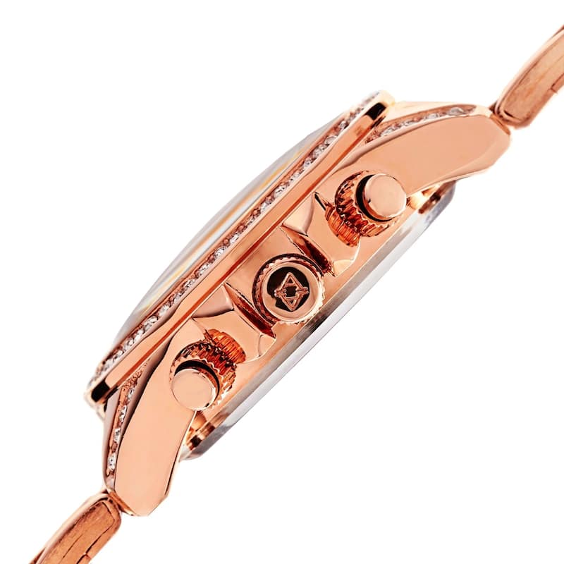 Akribos XXIV Women's Swiss Quartz Diamond-Accented Multifunction Rose-Tone Bracelet Watch