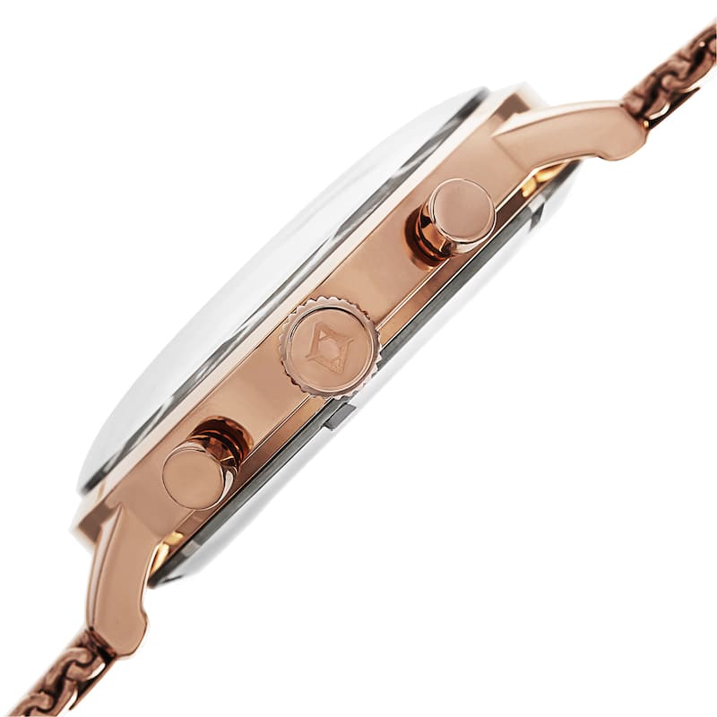 Akribos XXIV Men's Sunray Dial Multifunction Stainless Steel Mesh Rose-Tone Strap Watch