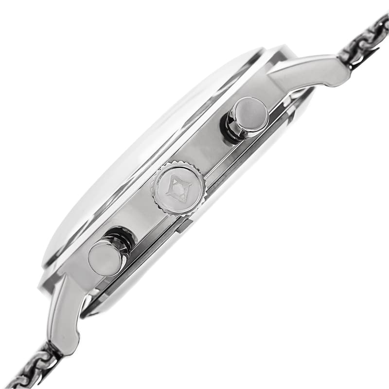 Akribos XXIV Men's Sunray Dial Multifunction Stainless Steel Mesh Silver-Tone Strap Watch