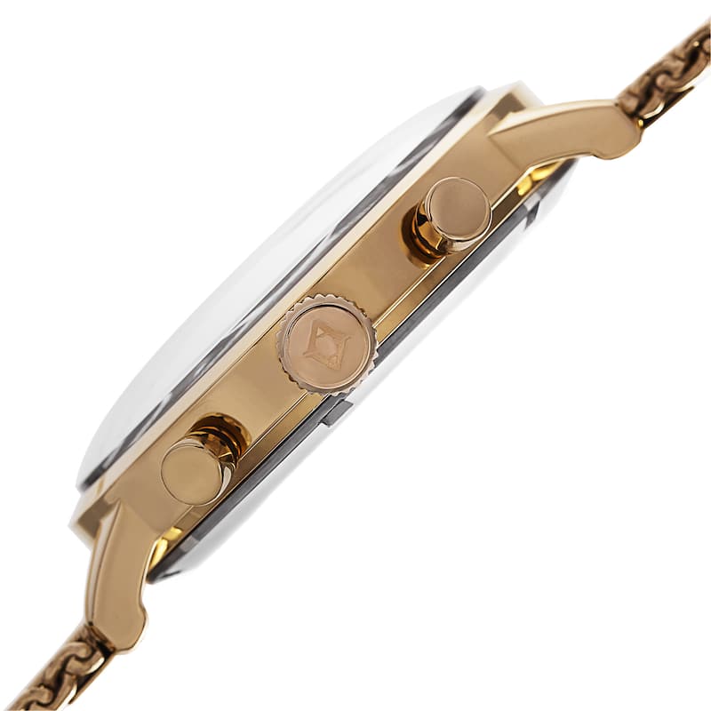 Akribos XXIV Men's Sunray Dial Multifunction Stainless Steel Mesh Gold-Tone Strap Watch
