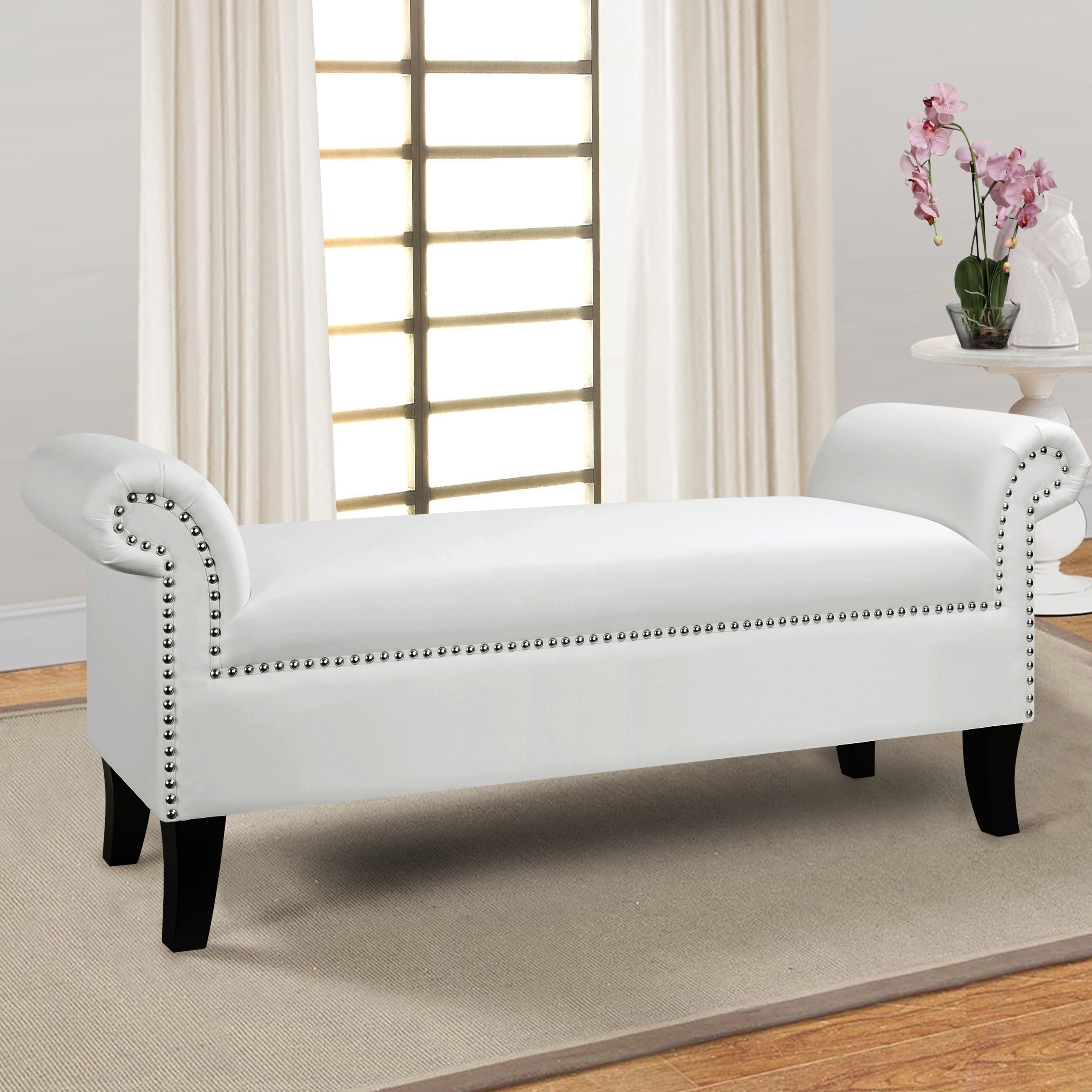 Jennifer Taylor Kathy Roll Arm Entryway Accent Bench 53 L X 17 W 21 5 H