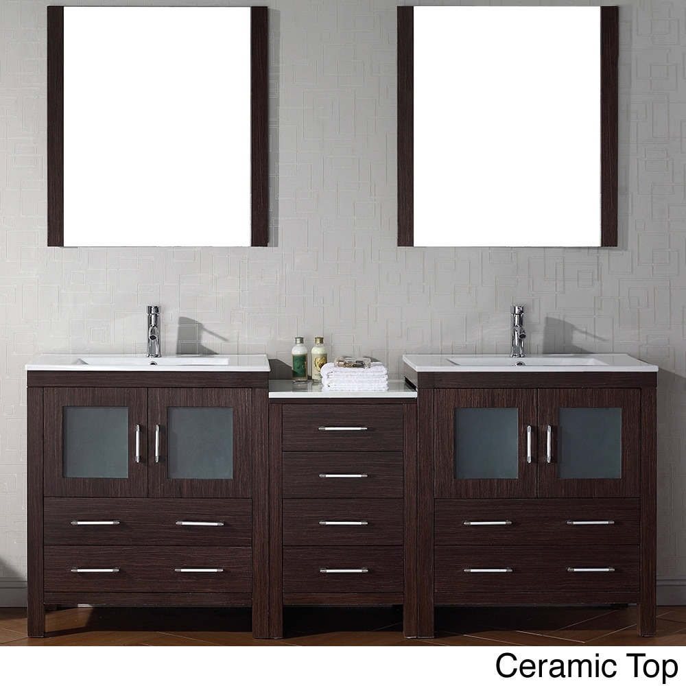 Virtu Usa Dior 78 Inch Double Sink Vanity Set In Espresso