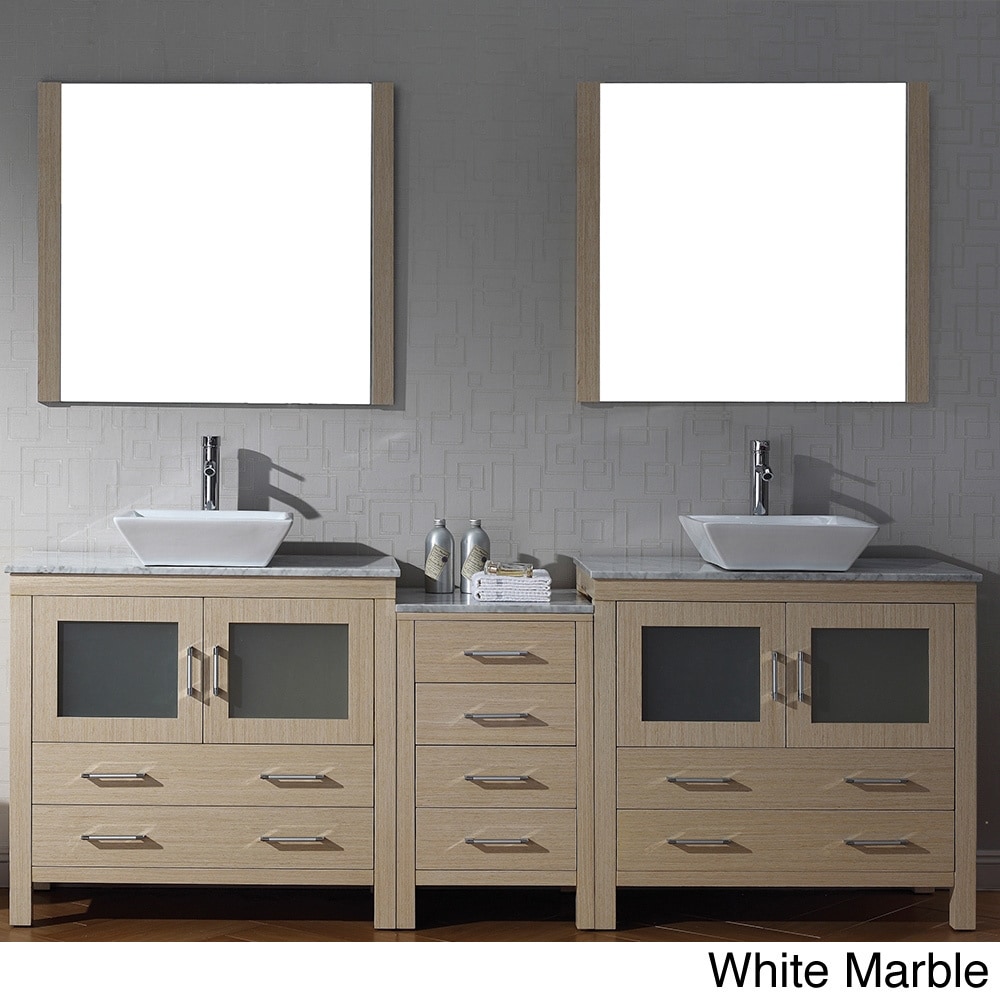 Virtu Usa Dior 78 Inch Double Sink Vanity Set In Light Oak