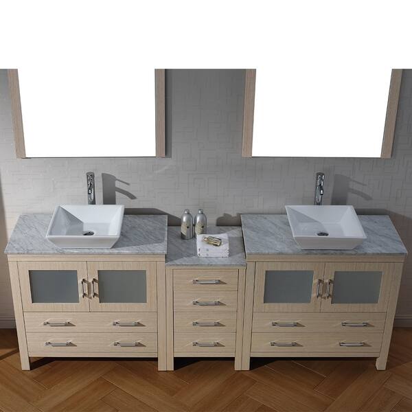 Virtu USA Dior 82 inch Double Sink Vanity Set in Light Oak - Bed Bath ...