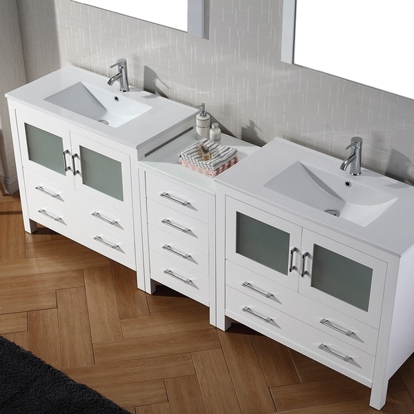 90 Inch Double Bathroom Vanity virtu usa dior 90 inch double sink vanity set in white - free 90 Inch Double Bathroom Vanity virtu usa dior 90 inch double sink vanity set in white - free
