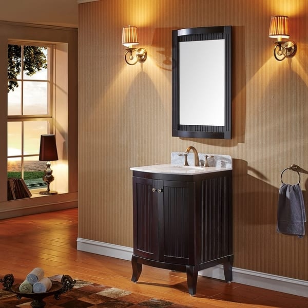 Virtu USA Khaleesi 24 inch Single Sink Espresso Vanity with Carrara ...
