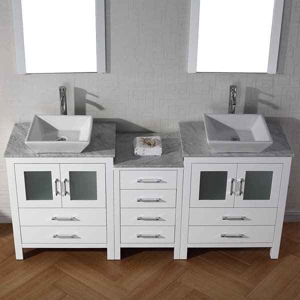 Virtu Usa Dior 66 Inch Double Sink Vanity Set In White - Overstock - 8910955