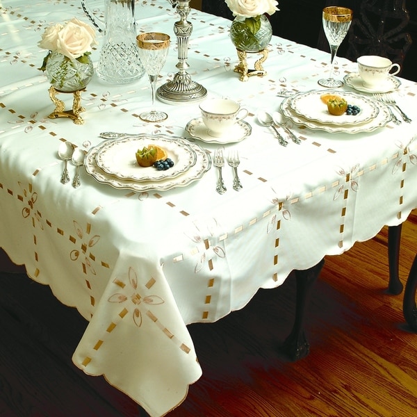 Gold Ribbon Box Design Tablecloth