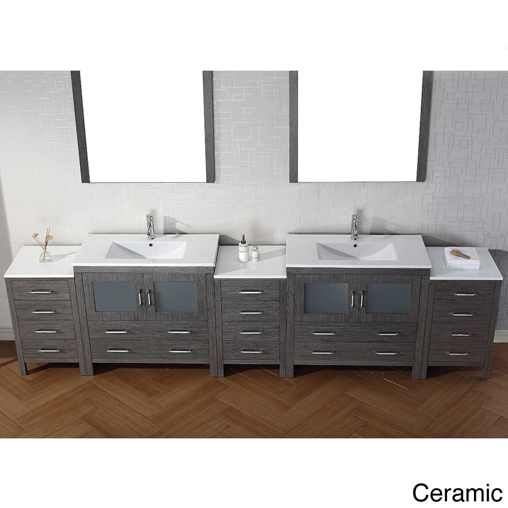 Virtu Usa Dior 118 Inch Double Sink Vanity Set In Zebra Grey