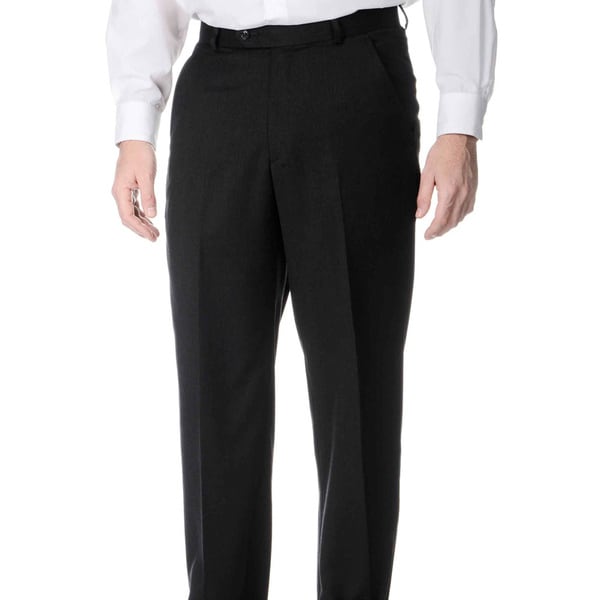 Palm Beach Men's Big and Tall Long Rise Flat Front Charcoal Pants ...