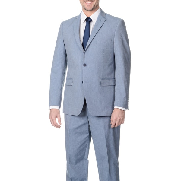 Shop Adolfo Men's Light Navy Pinfeather 2-button Suit - Free Shipping ...