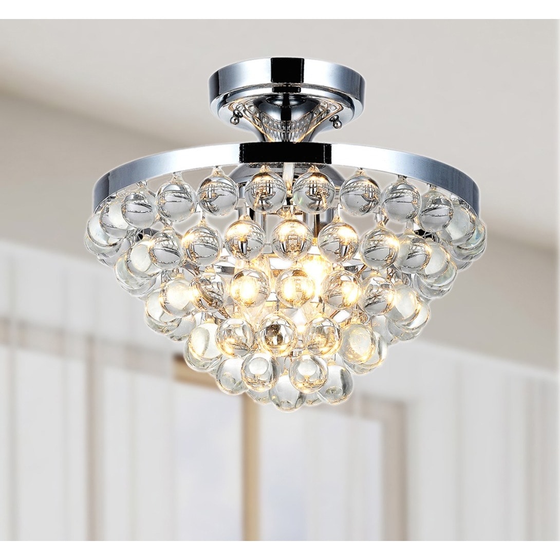 Vanessa Chrome Flush Mount Chandelier With Crystal Balls