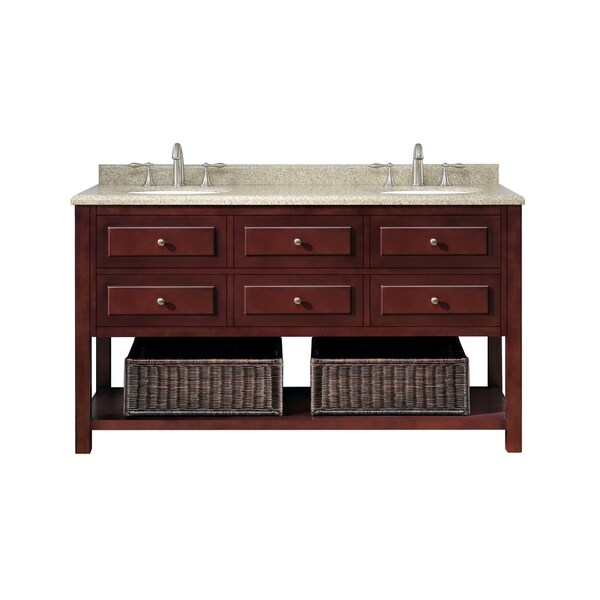 OVE Decors Danny 60-inch Double Sink Bathroom Vanity Granite Top