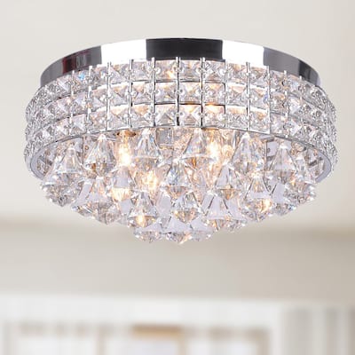 Antonia Ornate Crystal Flush Mount Chandelier in Chrome