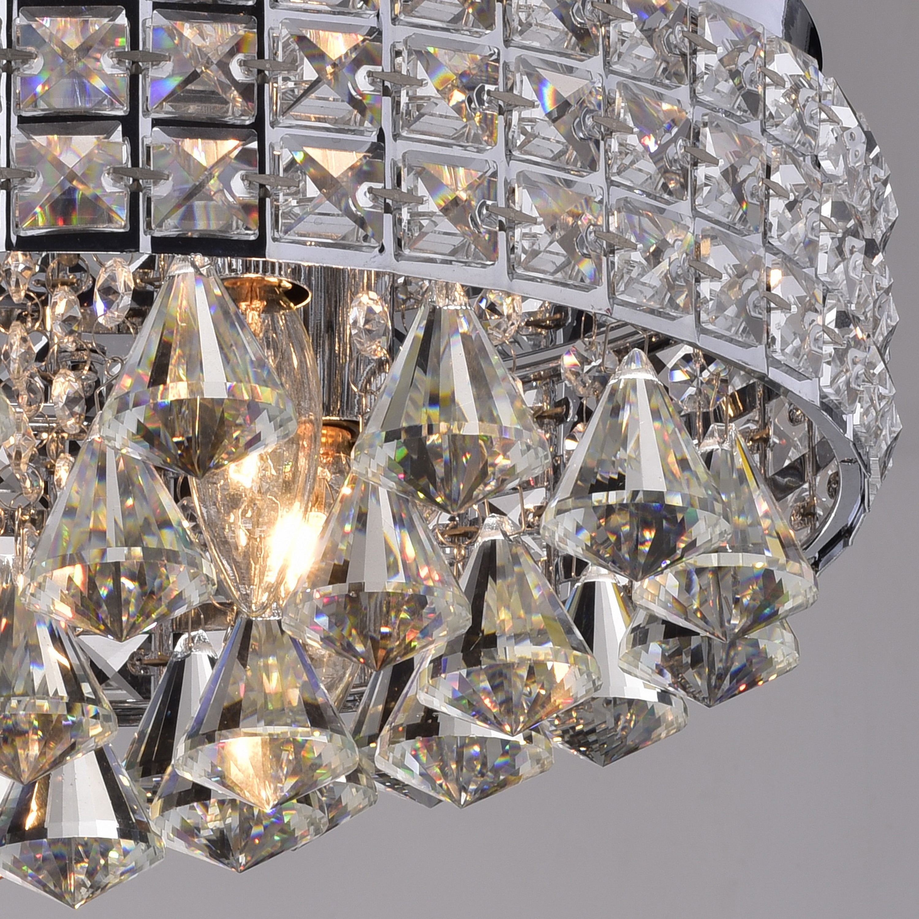 antonia ornate crystal flush mount chandelier in chrome