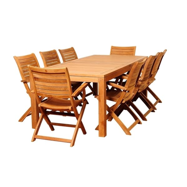 Amazonia Teak Juliette 9piece Teak Outdoor Dining Set 9 Piece Bed