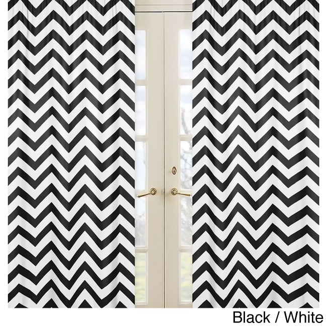 Sweet Jojo Designs Chevron Rod Pocket 84 Inch Curtain Panel Pair