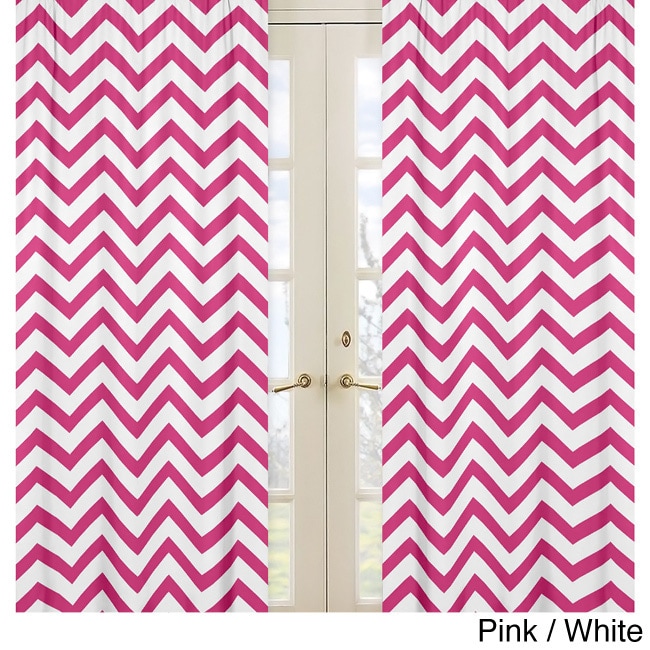 Sweet Jojo Designs Chevron Rod Pocket 84 Inch Curtain Panel Pair