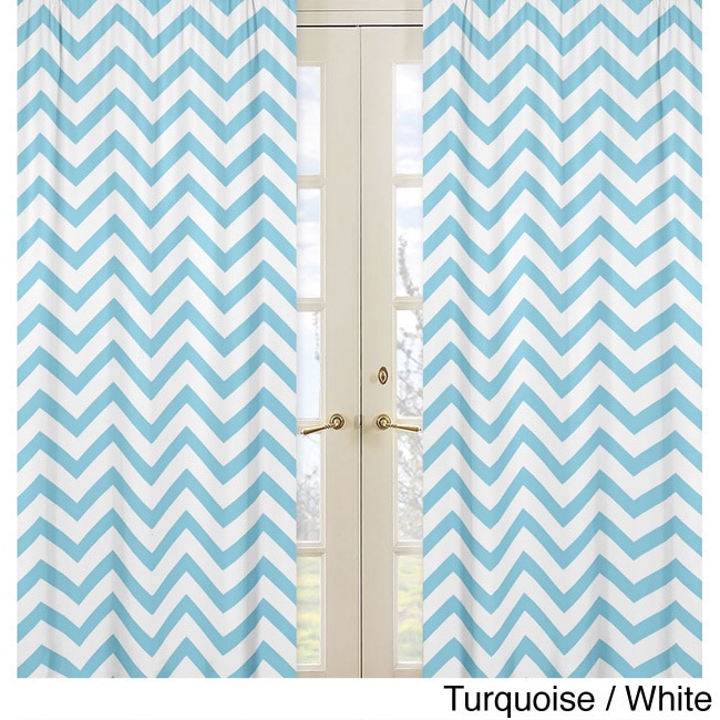 Sweet Jojo Designs Chevron Rod Pocket 84 Inch Curtain Panel Pair