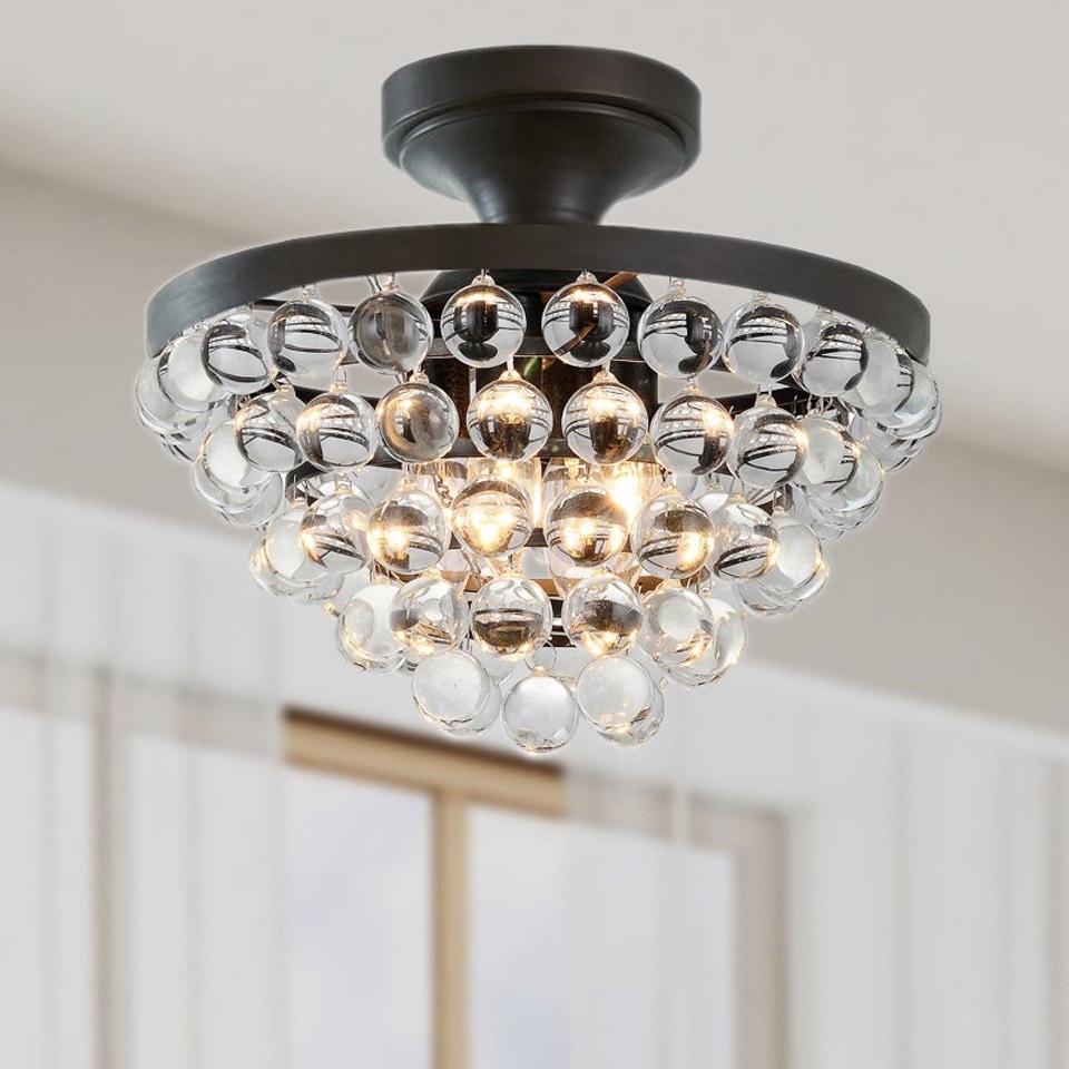 Vanessa 4 light Black/ Crystal Flush Mount