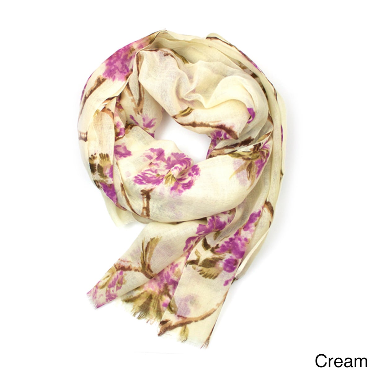 Micky London Micky London Soft Passion Floral Wool Scarf Ivory Size Medium