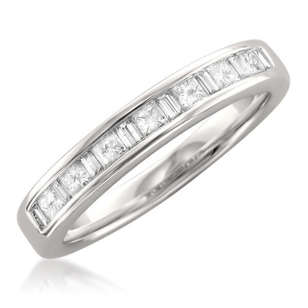 princess and baguette wedding band
