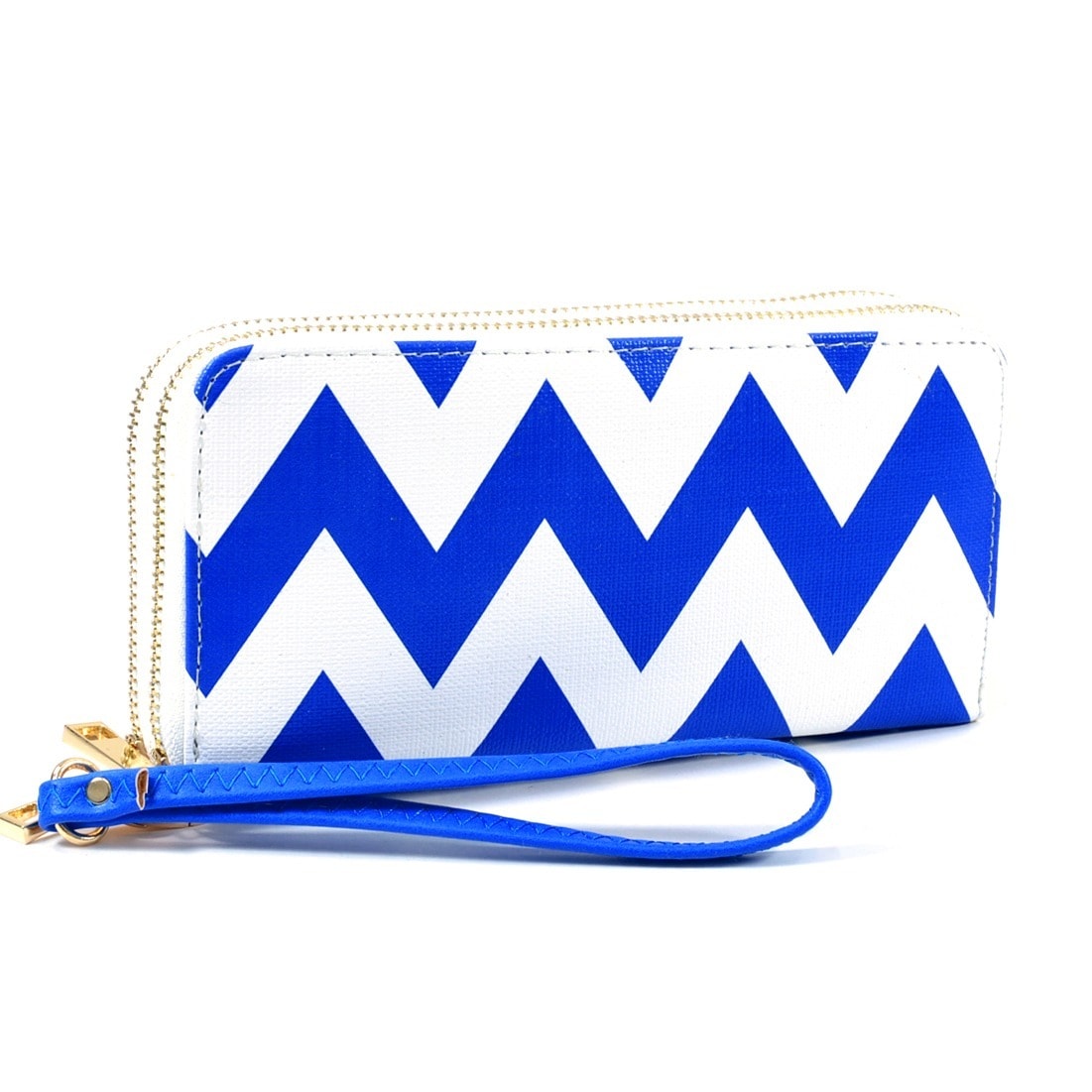 Chevron Printed Zip around Wallet With Wrist Strap