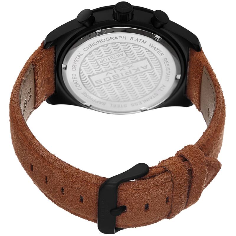 Akribos XXIV Men's Swiss Quartz Chronograph Leather-Suede Orange Strap Watch