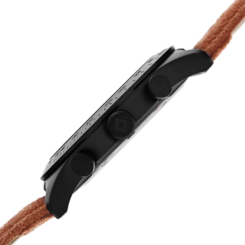 Akribos XXIV Men's Swiss Quartz Chronograph Leather-Suede Orange Strap Watch