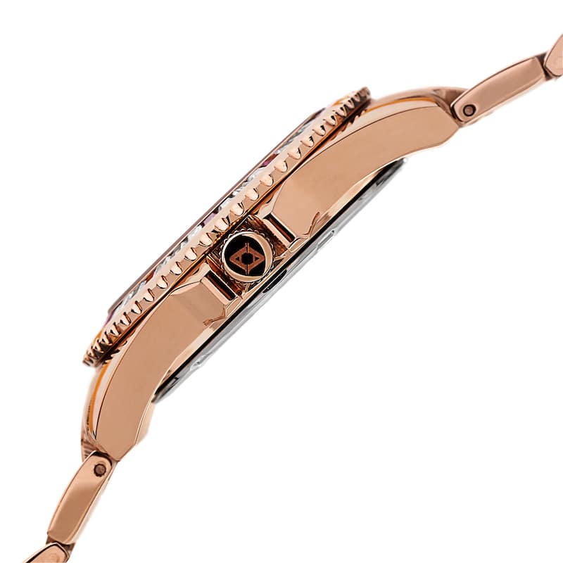 Akribos XXIV Men's Swiss Quartz Crystal Bezel Stainless Steel Rose-Tone Bracelet Watch