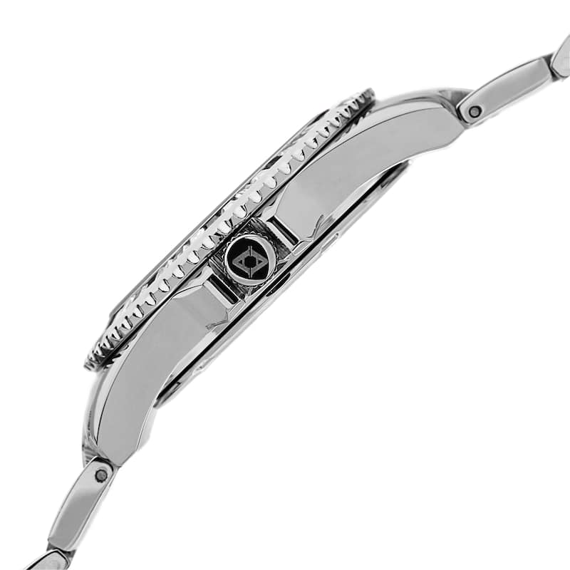 Akribos XXIV Men's Swiss Quartz Crystal Bezel Stainless Steel Silver-Tone Bracelet Watch