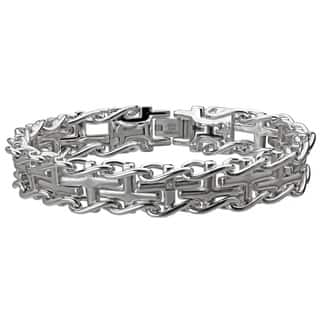 Stainless Steel Men S Bracelets Online At Our Stainless Steel Men S Cross Diamond Accent Railroad Bracelet