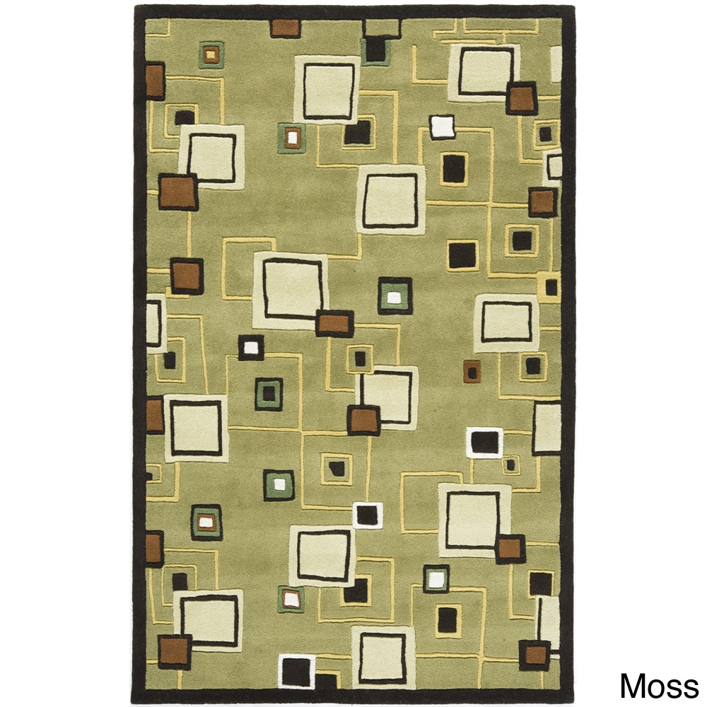 Flores Matteo Moss Green Geometric Area Rug (5 X 8)