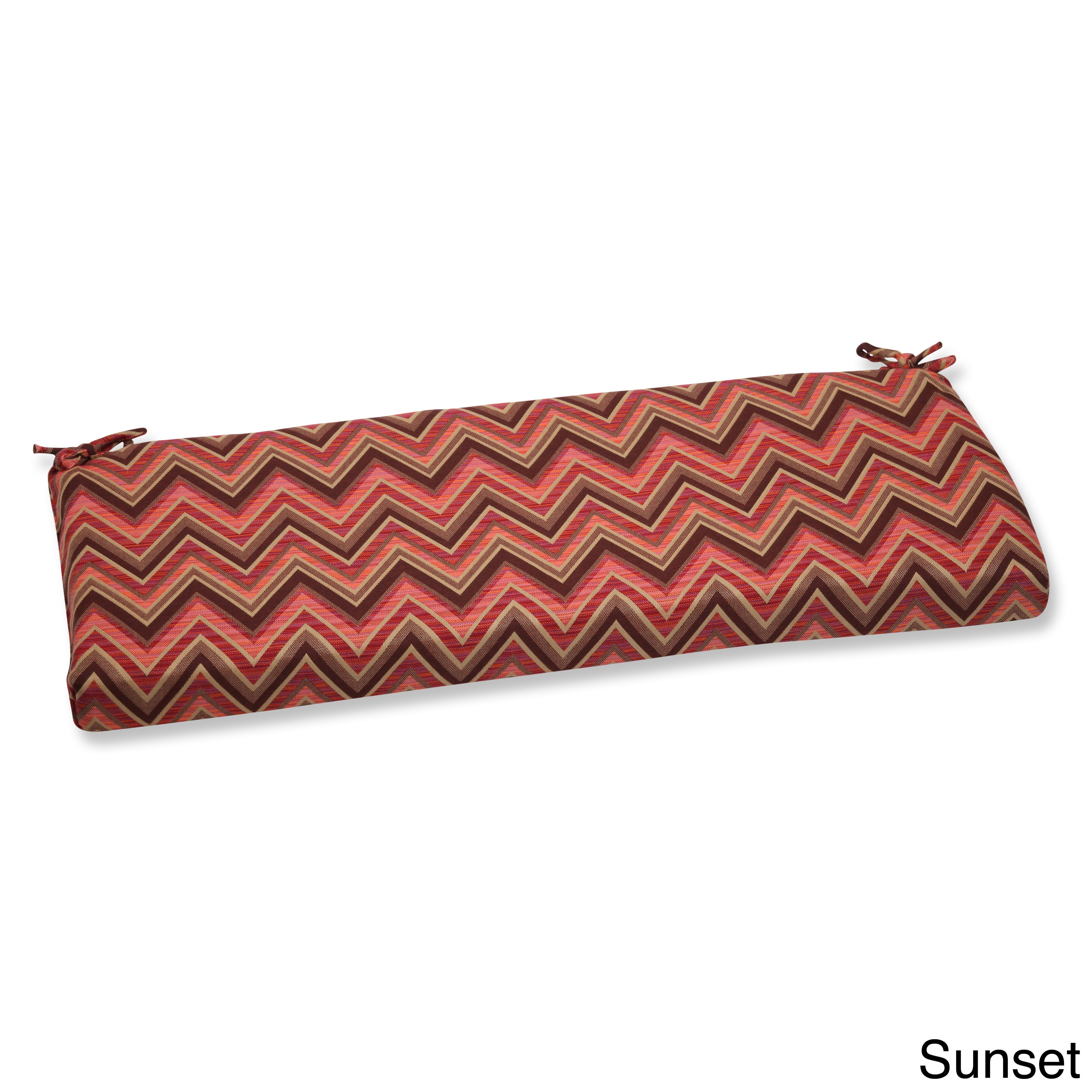 Pillow Perfect Bench Cushion With Sunbrella Chevron Fabric