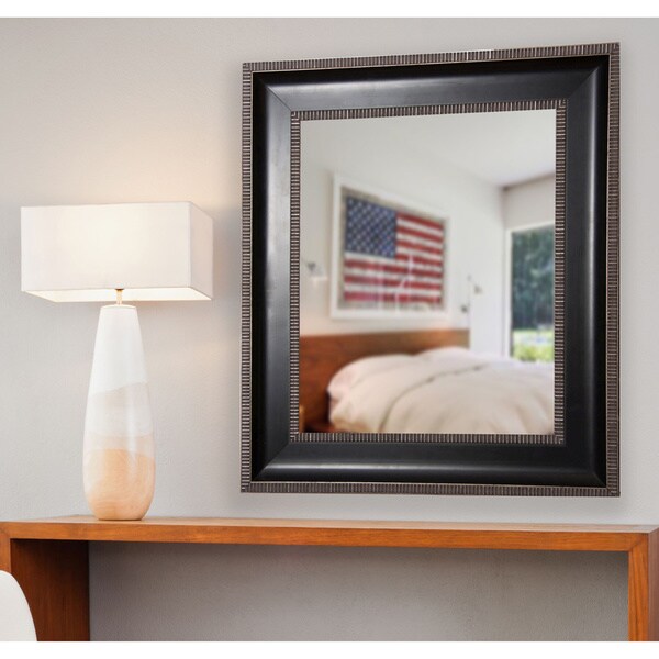 American Made Rayne Parma Black with Silver Cage Trim Wall/ Vanity Mirror - Black/Silver