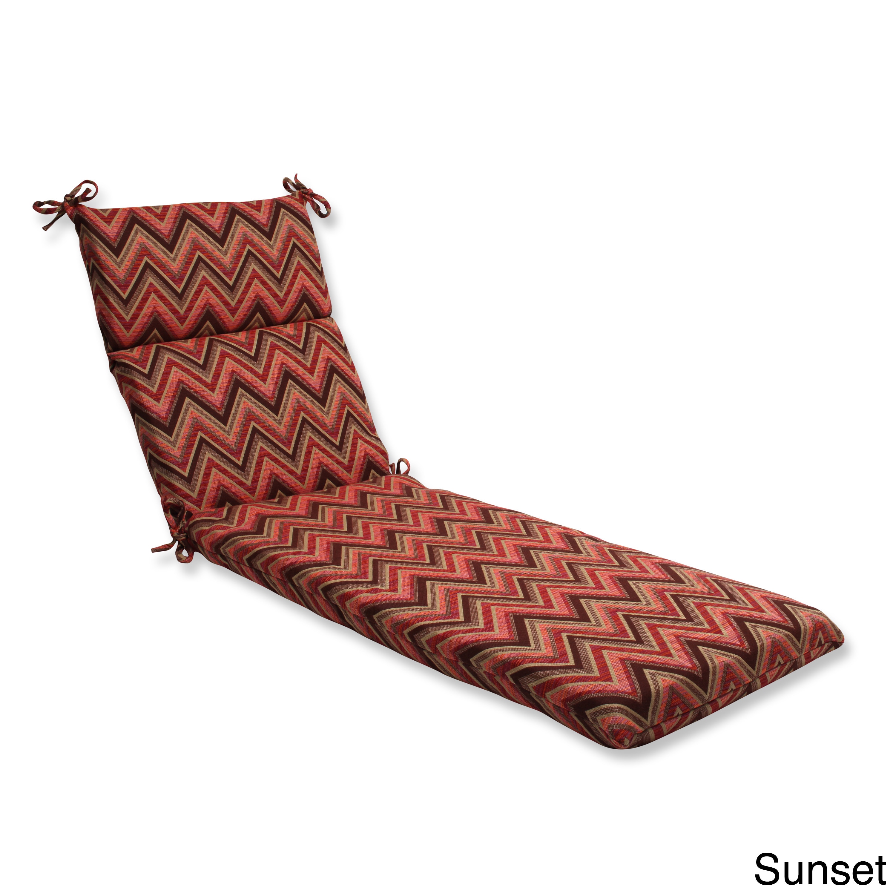 Pillow Perfect Chaise Lounge Cushion With Sunbrella Chevron Fabric