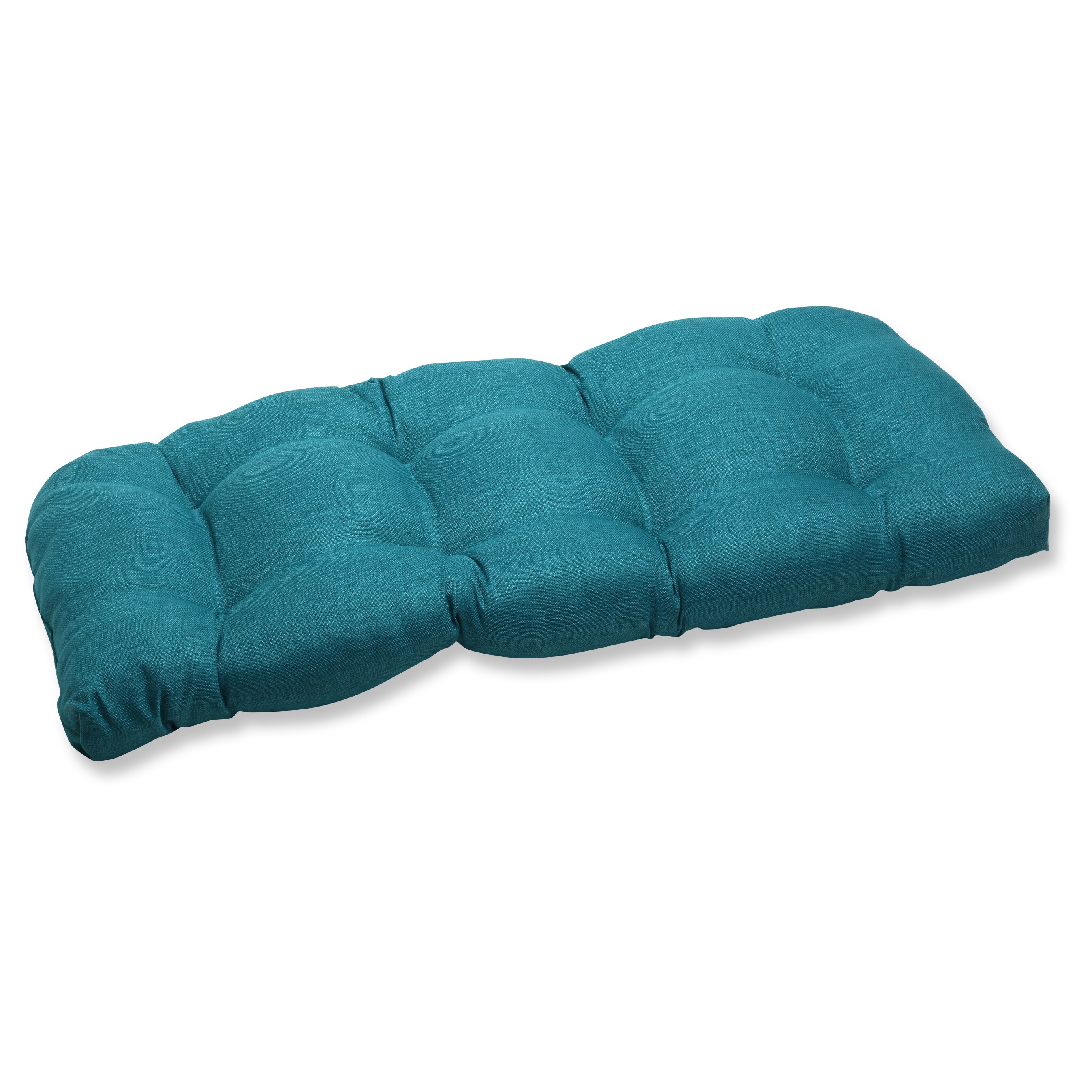 Pillow Perfect Outdoor Teal Wicker Loveseat Cushion
