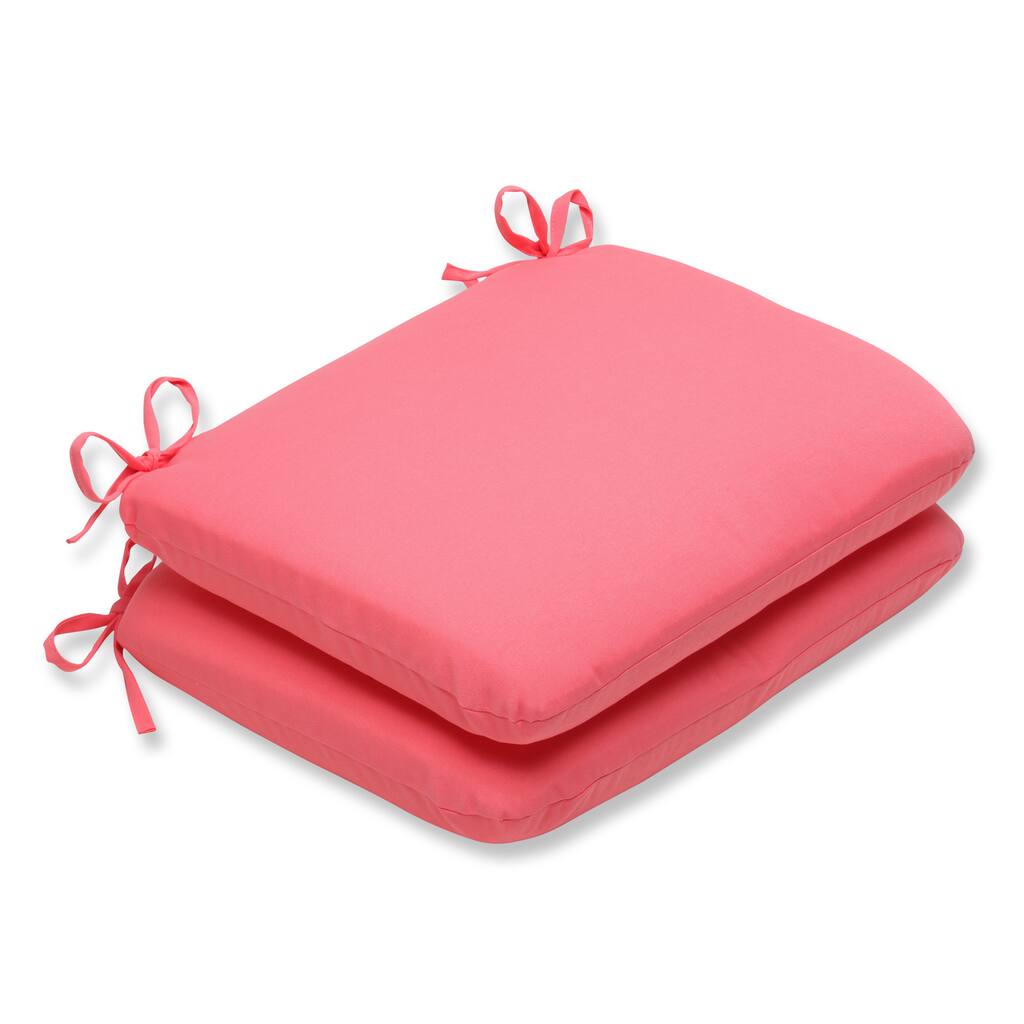Pillow Perfect Outdoor Pink Rounded Corners Seat Cushion (Set of 2)