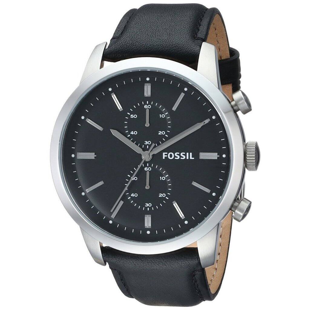 Fossil Men's 'Townsman' Black Leather Chronograph Watch
